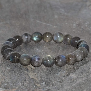 100% Natural Labradorite 8MM Round Beads 1 Adjustable Bracelet Handmade For Men & Women