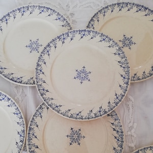 Ironstone plate Sarreguemines Moustier blue transferware
