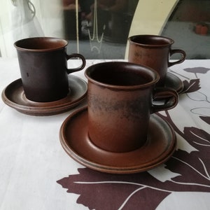 Set of 3 Ruska cups and saucers, Finland Ulla Procope 1960.