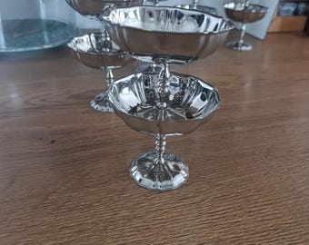 Regent stainless steel ice cream bowls x6