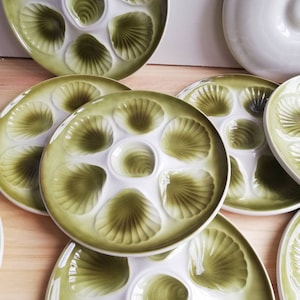Vintage French ironstone oysters plate Moulin des loups x 6/ vintage Moulin des Loups oyster plates