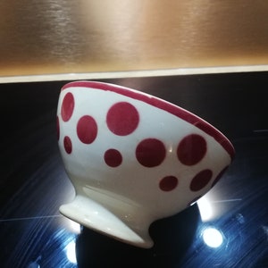 French bowl Cafe au lait ironstone red polka