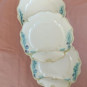 Set of 3 Barbotine Plates Fives Lille art nouveau / French Majolica plates Fives Lille x 3