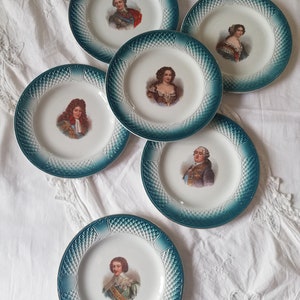 Pexonne plates iron earth historical character x 6/ Ironstone plates French history x 6
