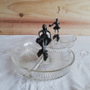 2 old dishes with glass compartment from Reims Fragonard