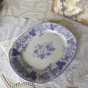 Ironstone dish ronce BFK purple transferware / Rectangular Dish Ronce Boch Frères Keramis