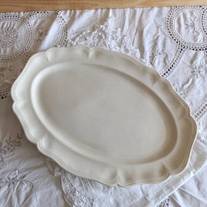 Ironstone dish ivory Sarreguemines / Large ivory dish Sarreguemines ironstone
