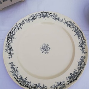 Large round flat iron earth longchamp Regent / ironstone dish longchamp regent 19th