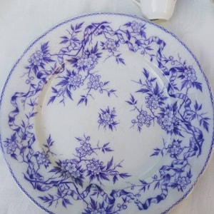 English ironstone dish Sarreguemines lavander transferware