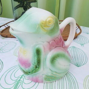 Ironstone majolica jug frog Sarreguemines / Pitcher frog slurry Sarreguemines