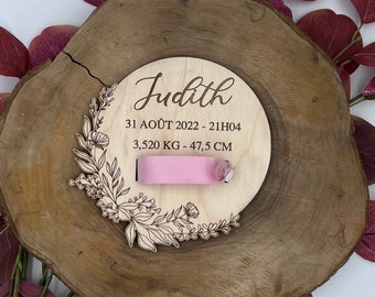Carte porte bracelet de naissance en bois, personnalisable, souvenirs de naissance