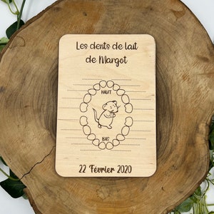Carte à dents de lait, suivi dentaire, pour noter l'apparition ou la perte des dents de lait