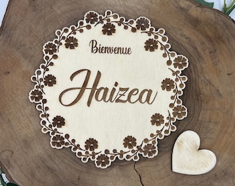 Birth announcement card, Haizea model, wooden card, first name card, first name announcement, birth photo prop, baby shower