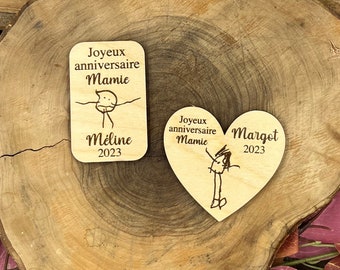 Customizable magnet with drawing, gift, reproduced children's drawing, engraved memories
