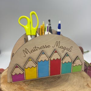 Portalápices de madera personalizado, regalo de fin de curso, profesor, maestro, escuela, estudiantes