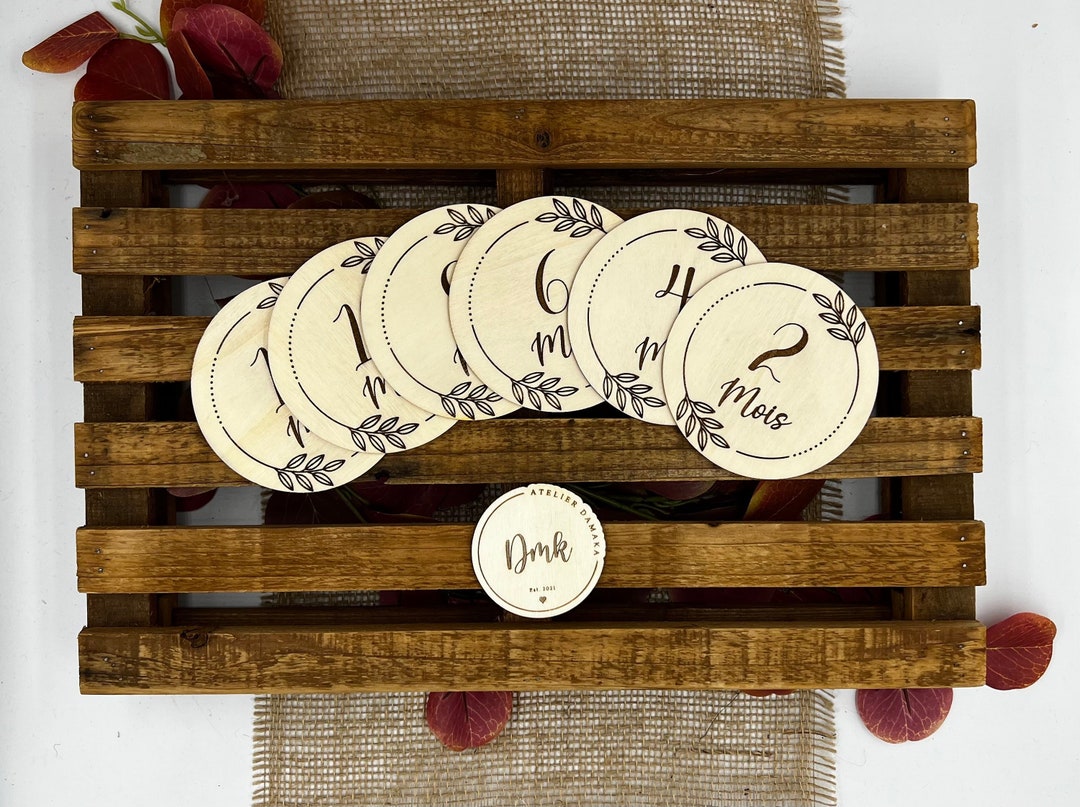 Monthly Wooden Milestone Card, Photo Accessory, 6 R/V Cards 12 Months ...
