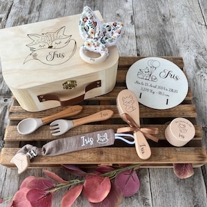 Coffret cadeau de naissance Petit Renard, box, boite, personnalisé, naissance