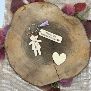 Mother's Day 2024: Personalized wooden key ring, with silhouettes