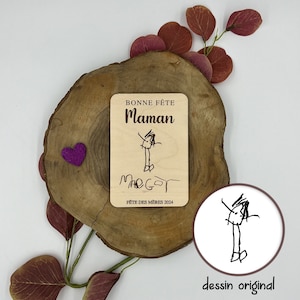 Carte avec dessin d'enfants reproduit, gravure de dessin, cadeau, souvenirs gravés