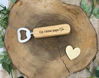 Bottle opener, bottle opener, wooden, engraved gift, personalized, Father's Day Sunday June 16, 2024