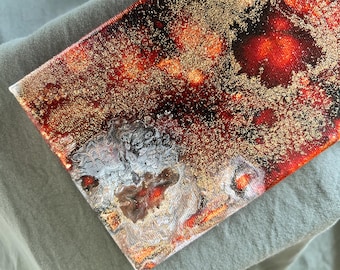 Peinture orange et or | Art fluide | Art abstrait