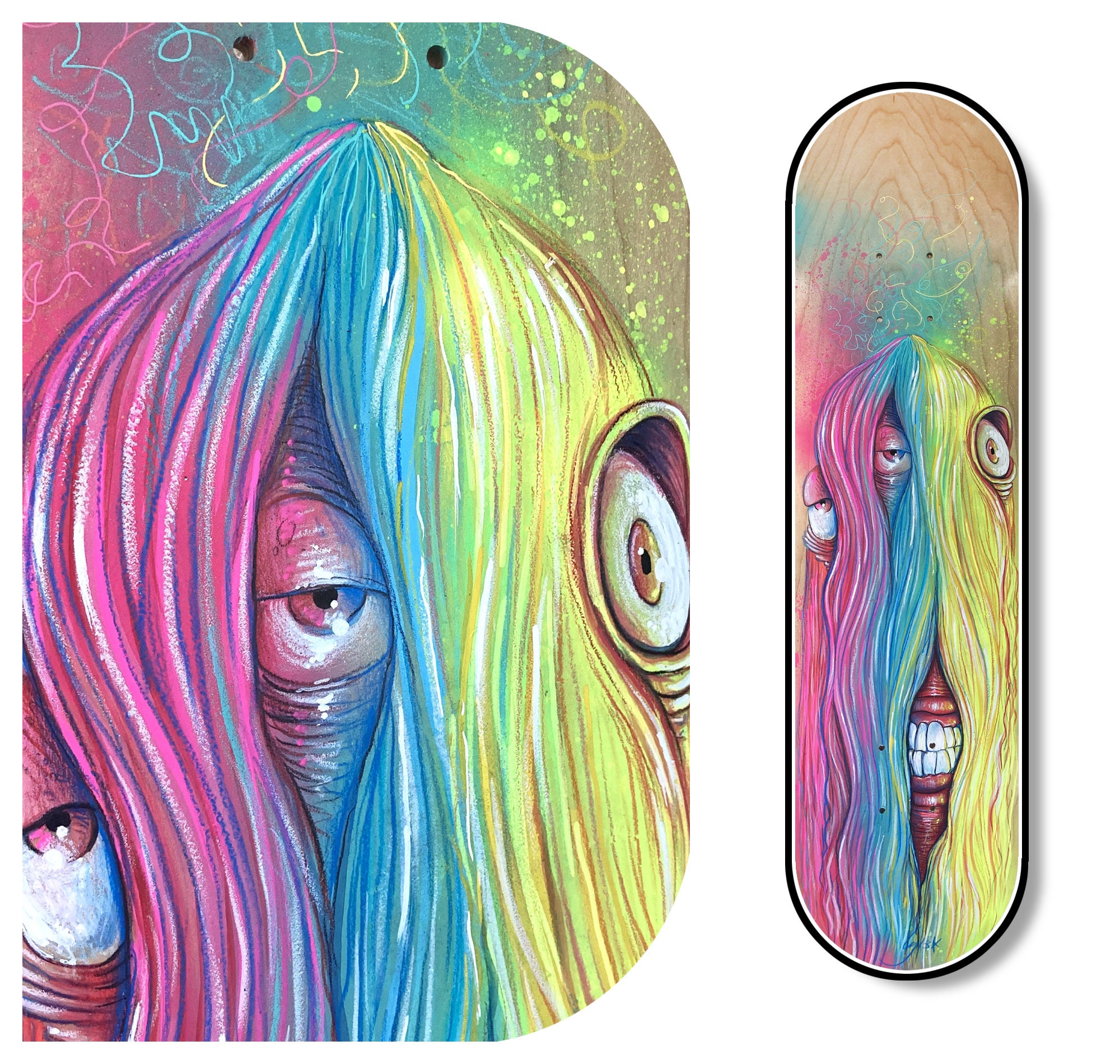 Art On Skateboard - Original Art Freaky Joey