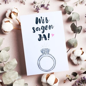 Verlovingskaart Diamanten Ring / Trouwkaart / Wij Zeggen Ja / Verloving / Bruiloft / Verlovingsring / Ansichtkaart A6