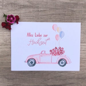 Carte de mariage Félicitations Voiture / Tout l’amour pour le mariage / Carte de vœux Mariage / Carte pour le mariage / Carte pliante avec enveloppe