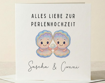 Kaart voor 30-jarig huwelijksjubileum, parelhuwelijksfelicitatiekaart, gepersonaliseerde huwelijksjubileumkaart / vouwkaart 15 x 15 cm