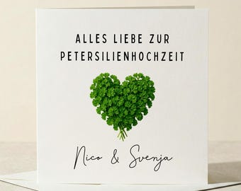 Kaart voor het 12,5e huwelijksjubileum, wenskaart met peterselie voor een huwelijksjubileum, gepersonaliseerde kaart voor een huwelijksjubileum / gevouwen kaart 15 x 15 cm