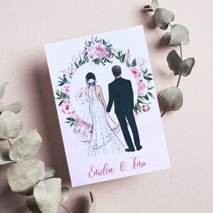Tarjeta de boda Felicitaciones Pareja nupcial personalizada / Pareja / Tarjeta de felicitación / Pareja de bodas / Rosas / Tarjeta de boda individual