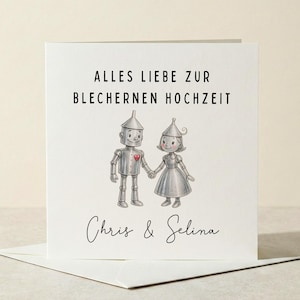 8. Hochzeitstag Karte, Blechhochzeit Glückwunschkarte, personalisierte Karte zum Hochzeitstag / Klappkarte 15 x 15 cm