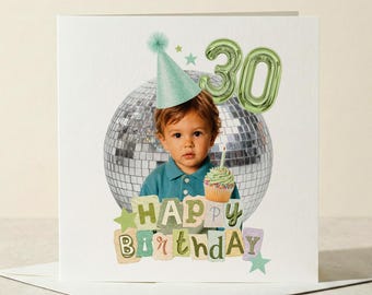 30-årspresent, barnfoto, födelsedagskort till en man, rolig fotopresent, nostalgiskt kort, fotokort från 1996, födelsedag för en vän, 30-åring, son, barnbarn