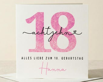 18 Geburtstag Karte Geburtstagskarte Tochter, Freundin Geschenk 18 Geburtstag, Birthday Girl Karte quadratisch 15x15