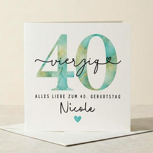 Karte 40 Geburtstag personalisiert Geburtstagskarte Frau Geschenk Mama 40 Geburtstag marble besonders | Karte quadratisch, minimalistisch