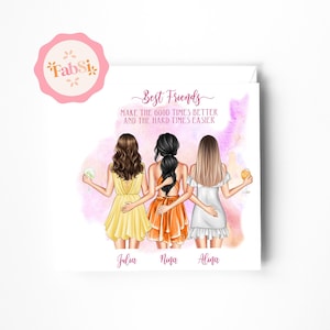 3 Best Friends Card, Personalized / Birthday Card / Gift Best Friend / Friends Card / Best Friends / Girls Card