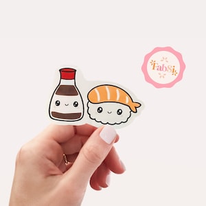 Sushi e salsa di soia, Adesivo in vinile Better Together / Amore, Adesivo per coppia / Adesivi Kawaii carini / Impermeabile