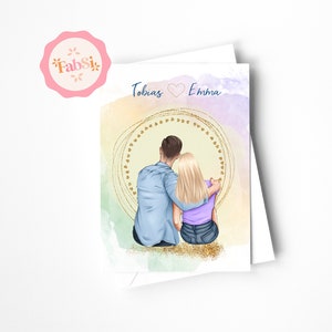 Gepersonaliseerde koppelkaart / liefdeskaart, koppelverjaardag / cadeaupartnervriend / verjaardagskaart / gevouwen envelopkaart