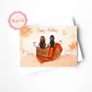 Tarjeta de cumpleaños personalizada Mejor amiga Hermana / Otoño / Niñas de otoño