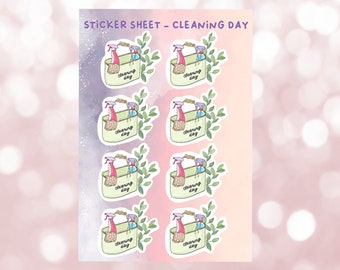 Kalendersticker Putztag / Planer Sticker Sheet, Cleaning Day, To Do / 8 Sticker