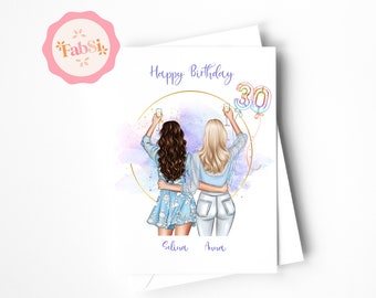 Geburtstagskarte Beste Freundin / personalisiert / Happy Birthday Karte / Geschenk Freundin / Bestie / Freundschaft / Klappkarte Umschlag