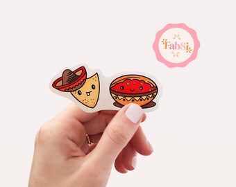 Nacho et salsa, mieux ensemble vinyle autocollant / amour, autocollant de couple / autocollants mignons de Kawaii / imperméable à l'eau