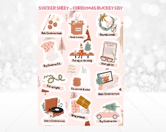 Planer Sticker Weihnachten, Bucket List / Scrapbooking, Planner Girl / Merry Christmas Sticker Sheet / 12 Sticker