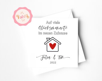 Cartão de mudança personalizado - cartão de mudança / presente de mudança, inauguração de casa