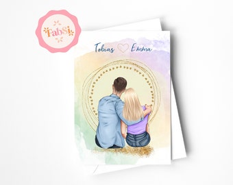 Personalisierte Couple Karte / Karte Liebe, Pärchen Jahrestag / Geschenk Partner Freund / Geburtstagskarte / Klappkarte Umschlag
