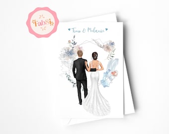 Hochzeit Paar Karte / personalisierte Karte / Geschenk Hochzeit / Hochzeitskarte / Verlobung / Braut und Bräutigam / Glückwunschkarte