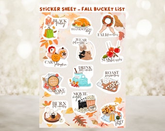 Planer Sticker Herbst, Bucket List / Scrapbooking, Planner Girl / Herbst Sticker Sheet / 12 Sticker