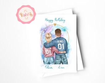 Carte Cher partenaire / Carte personnalisée / Anniversaire / Roi & Reine /Anniversaire / Je t'aime