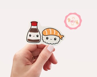 Sushi and Soy Sauce, Better Together Vinyl Sticker / Love, Couple Sticker / Cute Kawaii Stickers / Waterproof