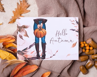 Autumn postcard Hello Autumn A6 including envelope
